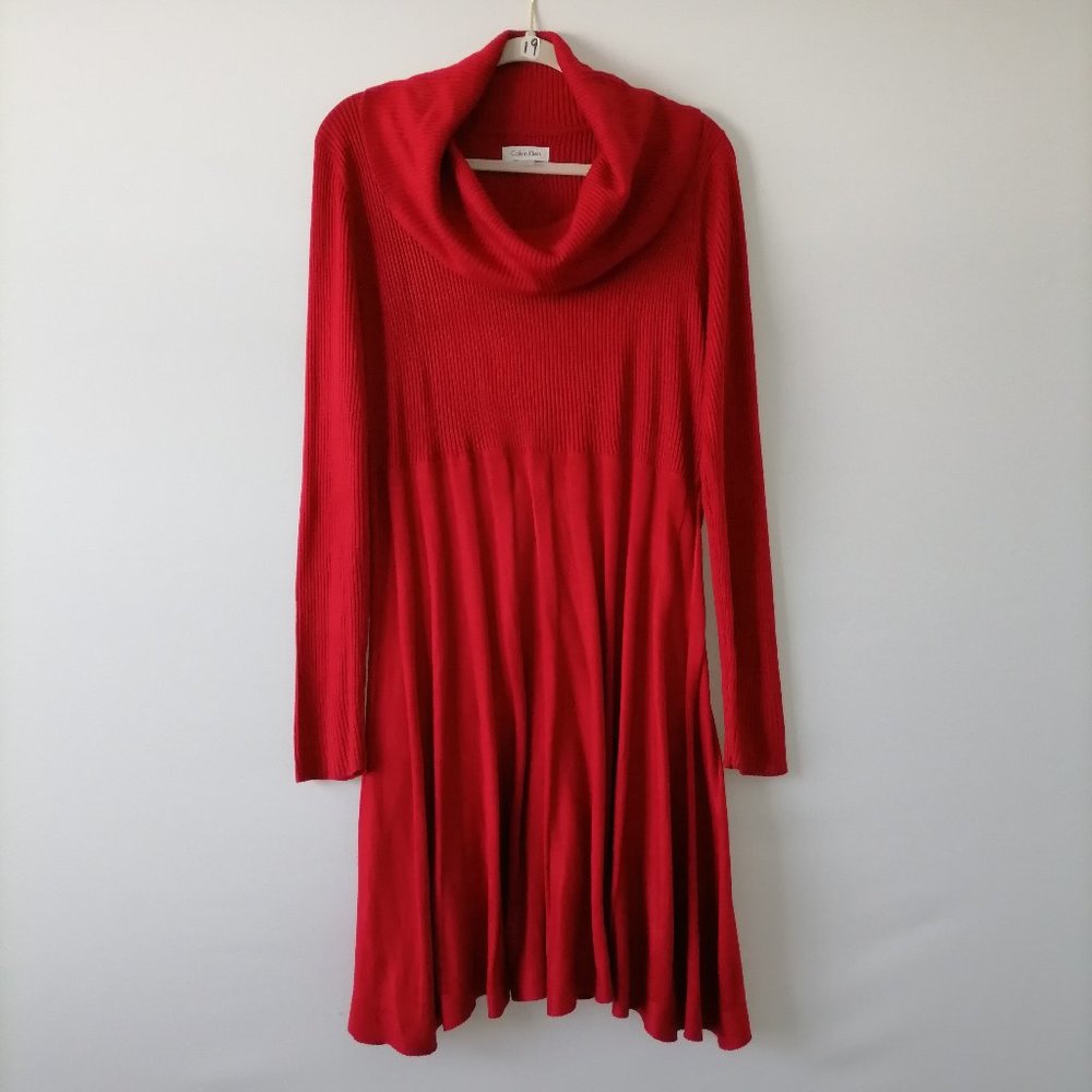 Calvin Klein Women's Red Sweater Dress Size M